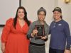 CAREERS Employment Specialist Violet Nikac (left) with high school student Marissa Raysor present Nick Delury of Westchester Boxing Club with an Outstanding Internship Employer Award.