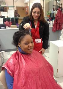 Katherine doing hair